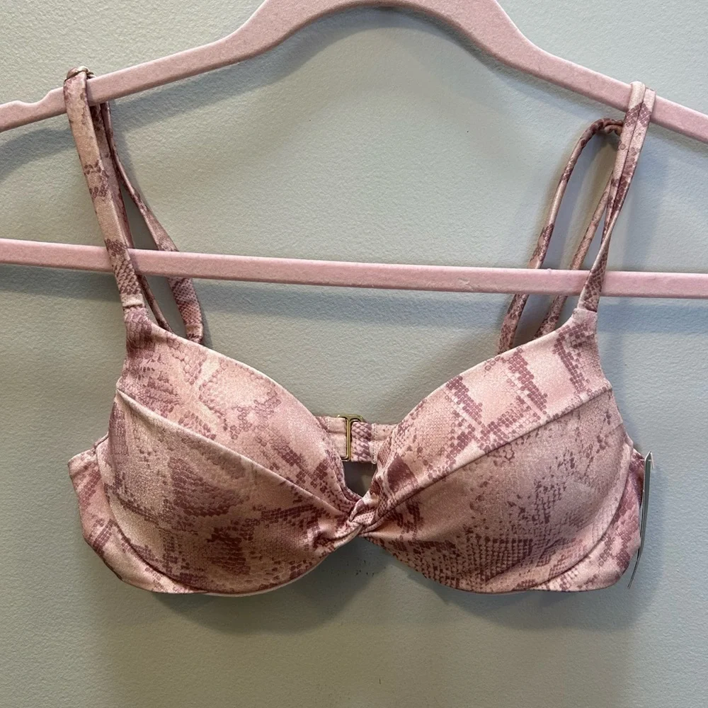 Victorias Secret Swim Pink Snake Print Women's swim top NWT 32B - Picture 1 of 7